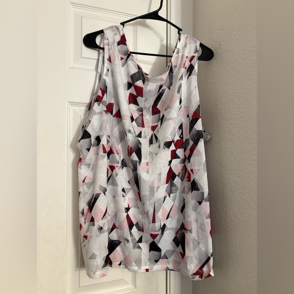 Avenue Red and Black Geometric Tank Top